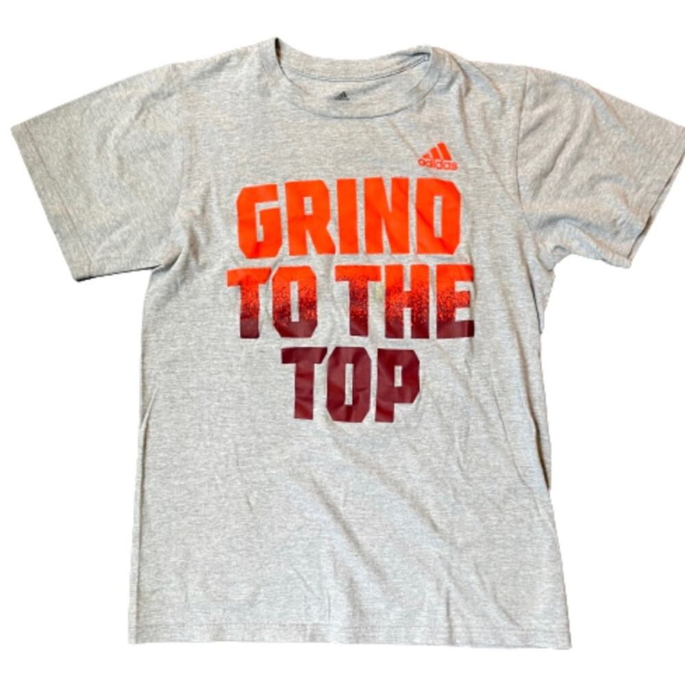 Adidas Men's Small S Grind To The Top Gray Graphic T-shirt
